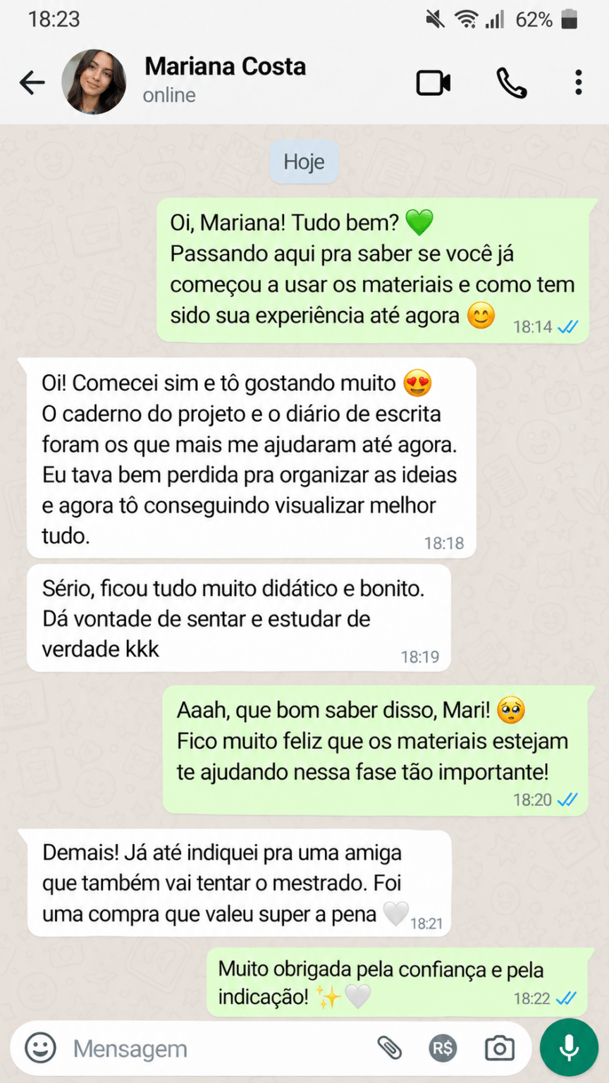 Conversa WhatsApp com Mariana Costa