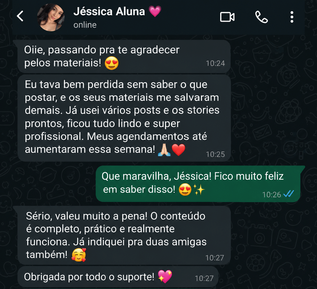 Depoimento de Jéssica no WhatsApp